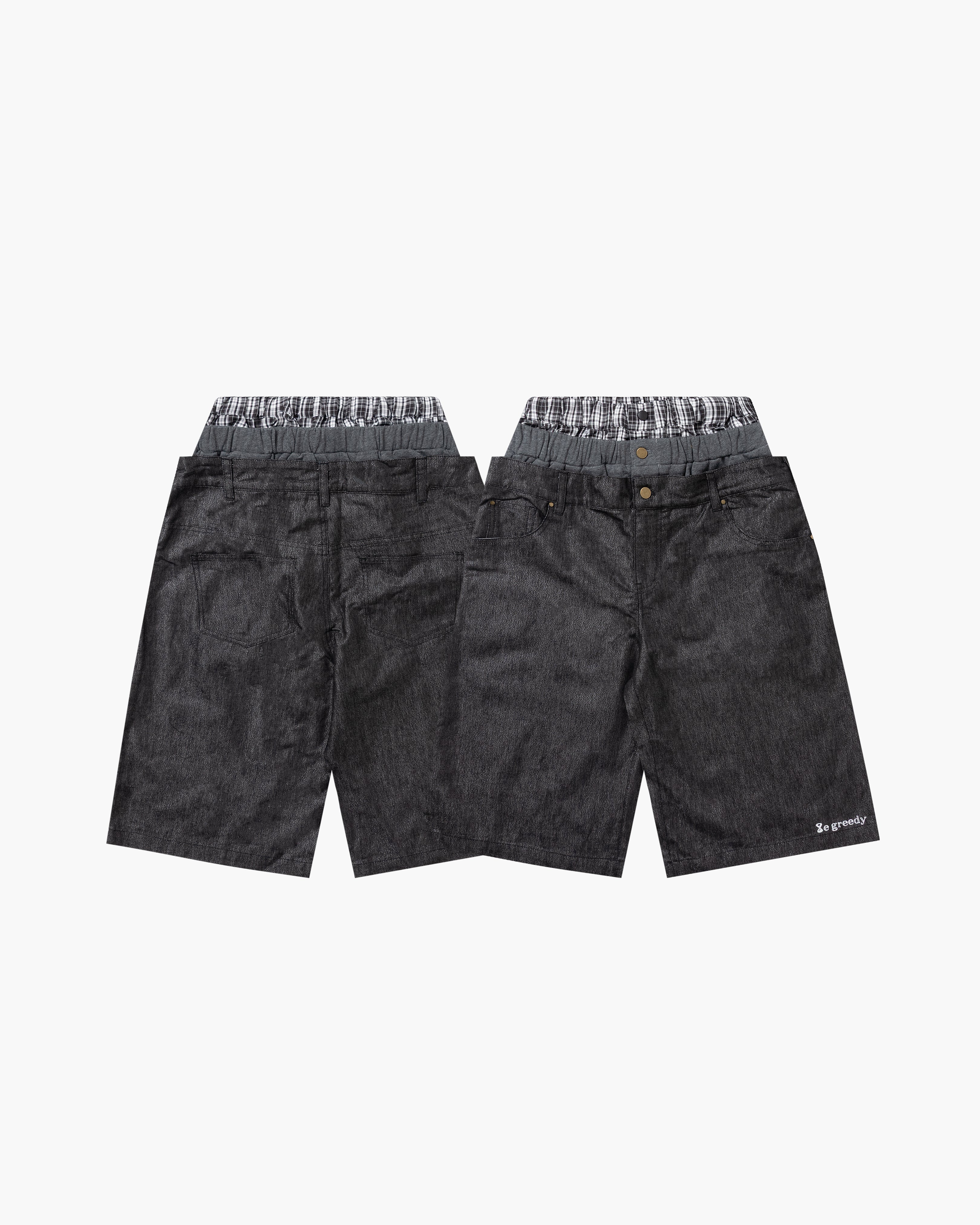 8eg 3 layered jorts (Black)