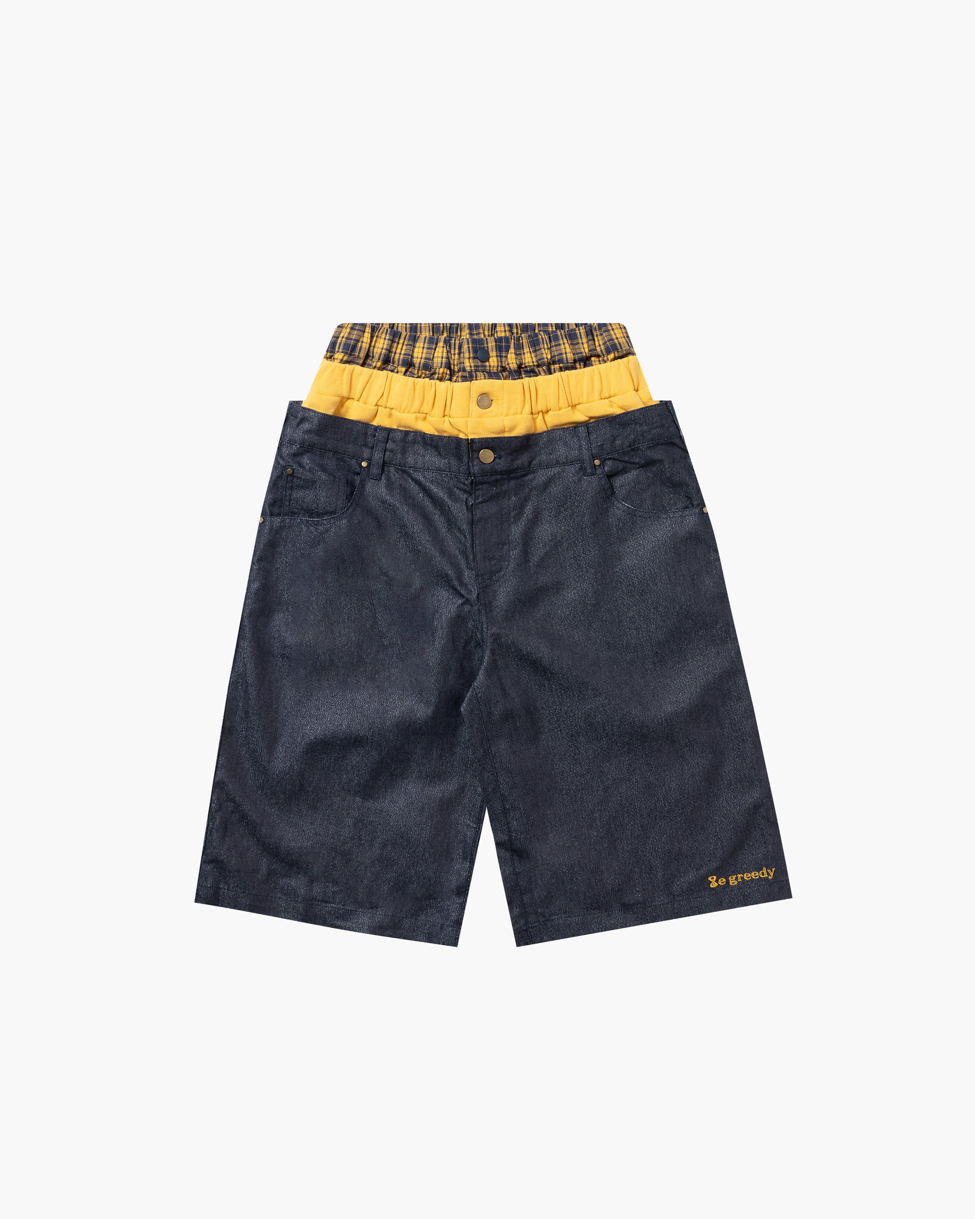 8eg 3 layered jorts (Yellow)