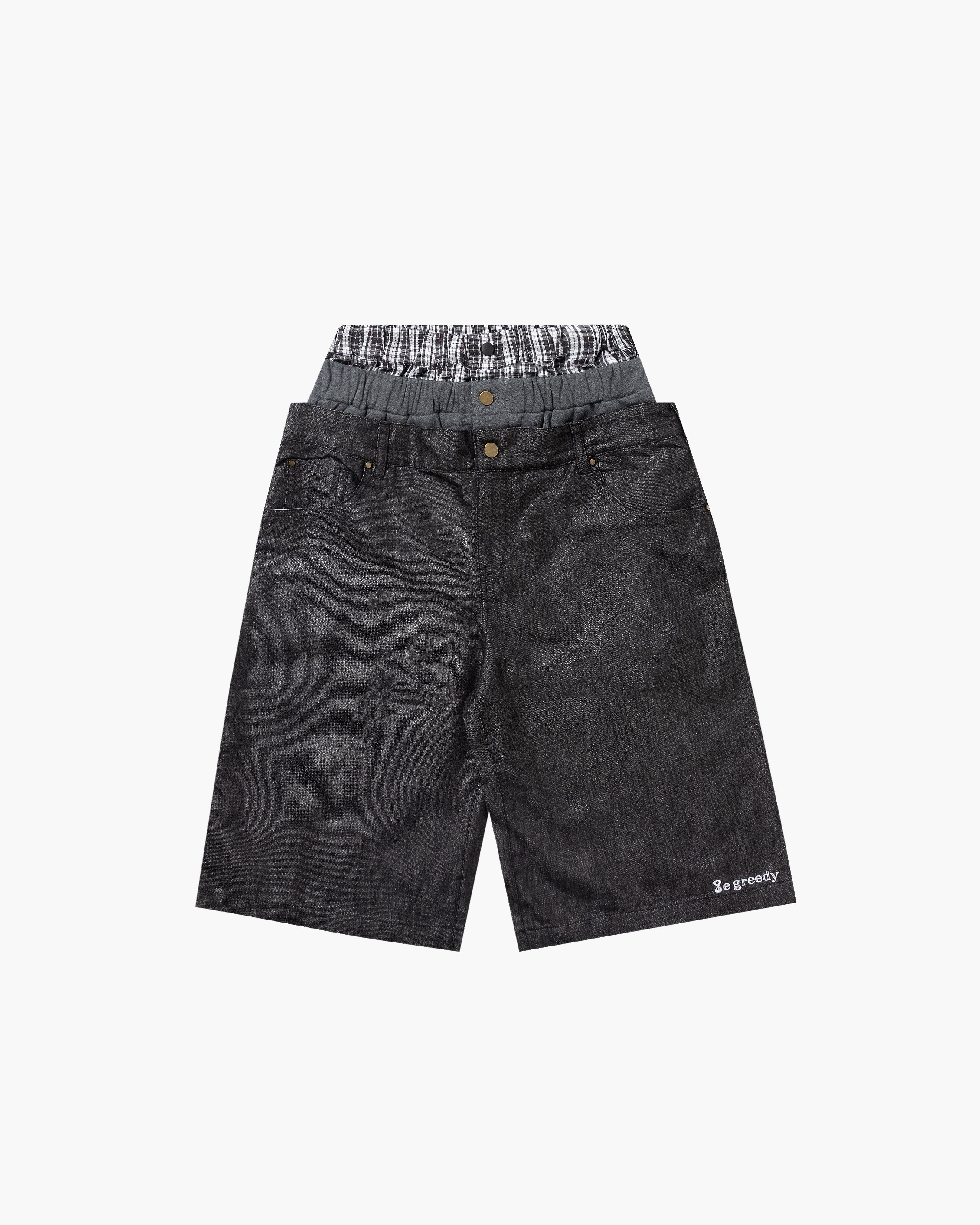 8eg 3 layered jorts (Black)